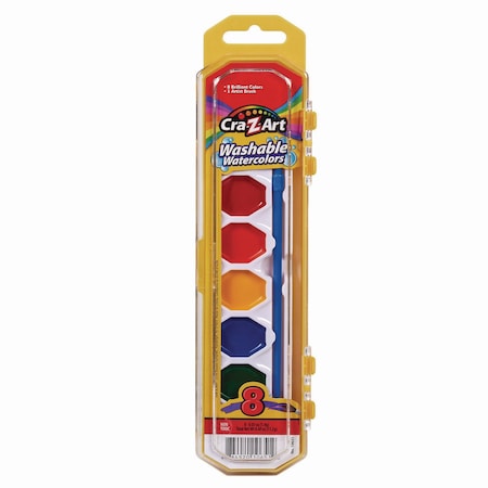 Cra-Z-Art Washable Watercolors, 8 Assorted Colors, Palette Tray 1065172